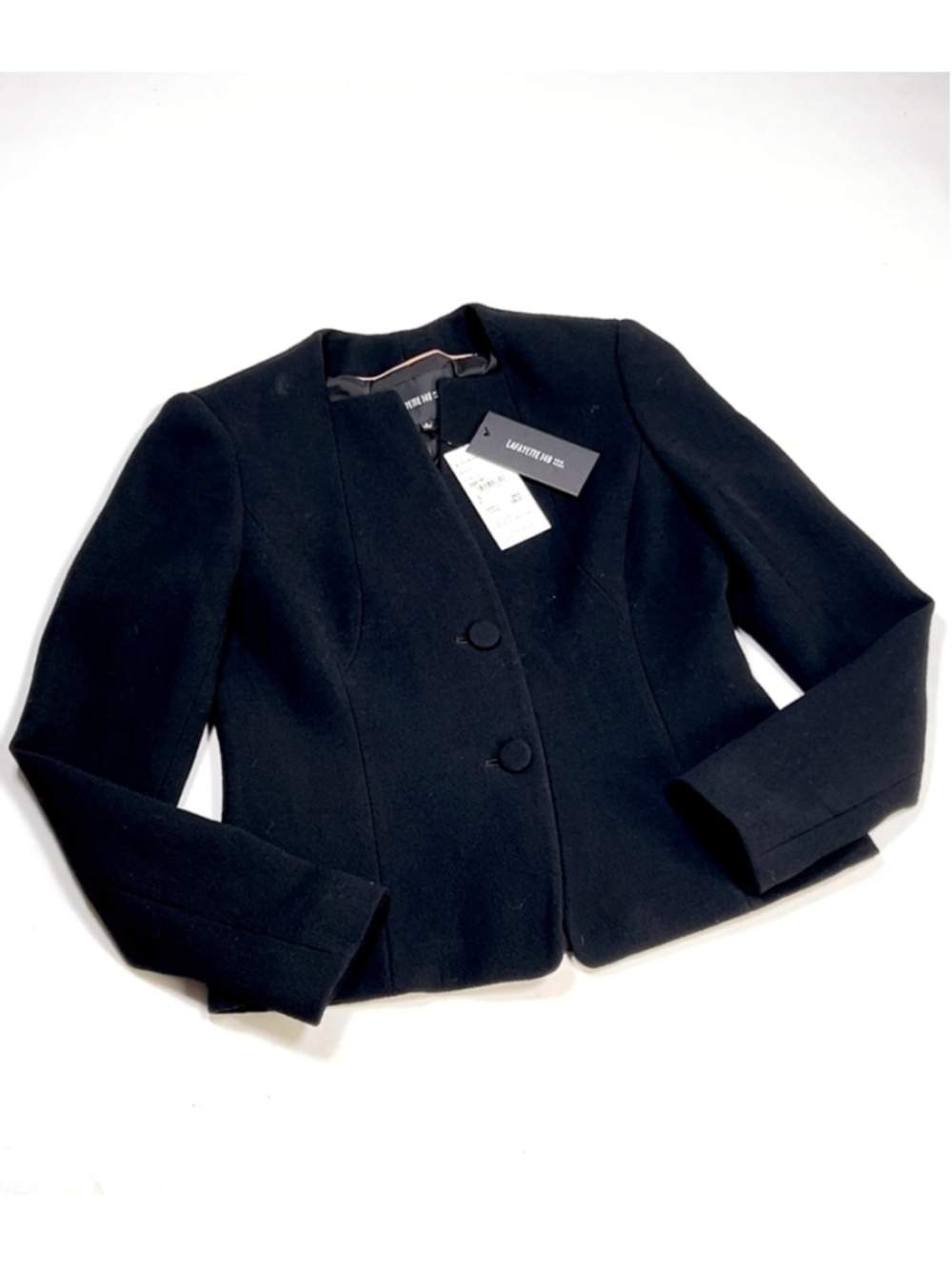NWT Lafayette 148 New York Black Blazer 2 Jacket 100% Wool Minimalistic - Picture 4 of 10
